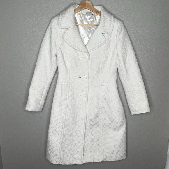 Georgiou Studio Jackets & Blazers - White Women's Button-Front Wool-Blend Coat